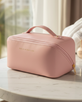 Elegant Travel Beauty Organizer – Premium Makeup Case with Handle & Smart Storage